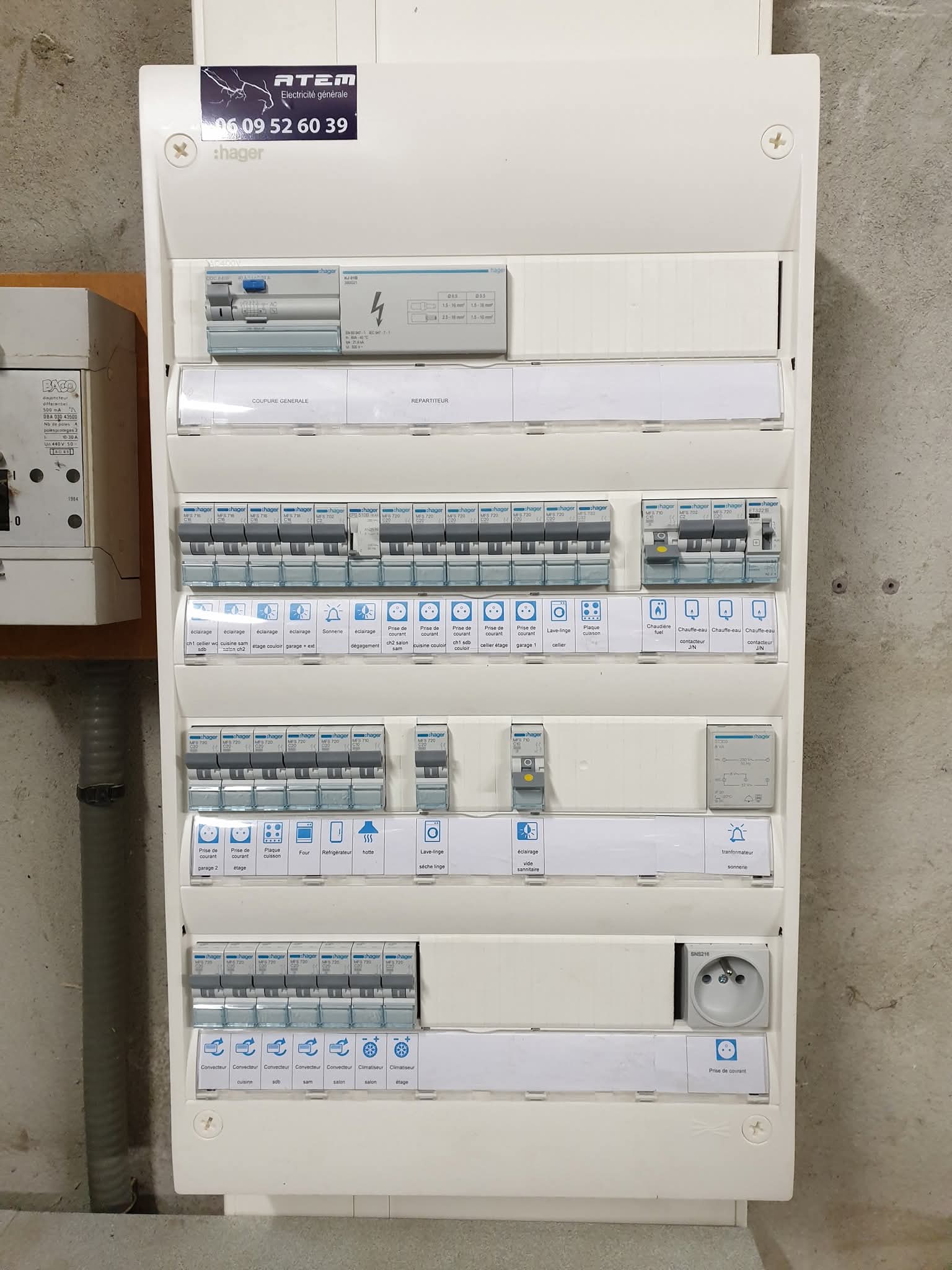 Tableau électrique Hager posé et mis aux normes